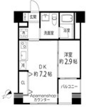 ハイリーフ上野[1DK/25.03m2]の間取図