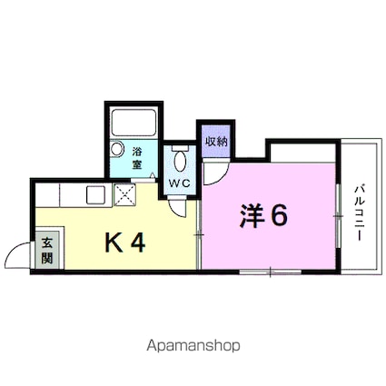 オックスフォードサーカスⅢ[1K/24.79m2]の間取図