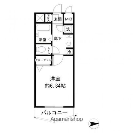 レジディア新中野[1K/20.4m2]の間取図