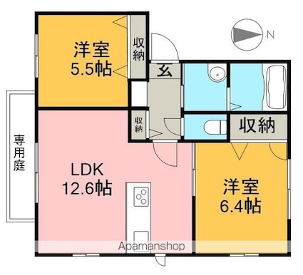 シャーメゾン・フォルビート　Ｂ棟[2LDK/54.07m2]の間取図