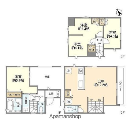 宮本６丁目貸家[4LDK/80.61m2]の間取図