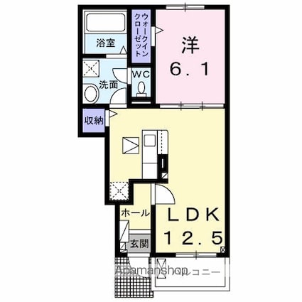 エクシア　ドゥーエ[1LDK/44.7m2]の間取図