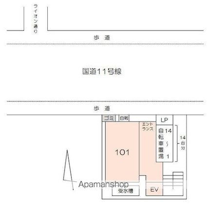 香川県高松市瓦町１丁目[1LDK/29.68m2]の配置図