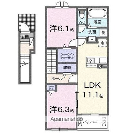 ウィンクルムＢ[2LDK/58.57m2]の間取図