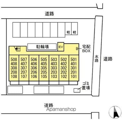 岡山県岡山市北区東古松５丁目[1K/26.87m2]の配置図