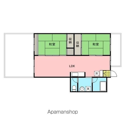 広島県広島市中区本川町２丁目[2LDK/61.4m2]の間取図