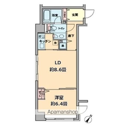 カスタリア水天宮[1LDK/40.67m2]の間取図