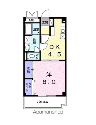 グランパス２１[1DK/36m2]の間取図