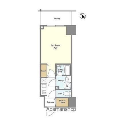 ＢｌｕＲｏｃｋ門前仲町[1K/26.14m2]の間取図