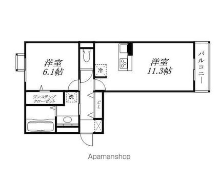シャルマントリシティⅡ[1LDK/45.02m2]の間取図