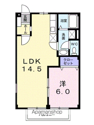 パークハイツＹ[1LDK/44.72m2]の間取図