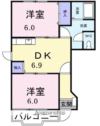 レガシーガーデンⅡ[2DK/44.34m2]の間取図