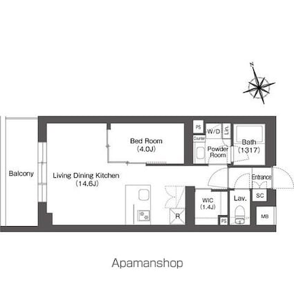 ルーウェ東大泉[1LDK/43.46m2]の間取図