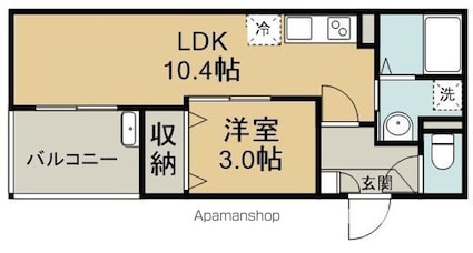Ｊａｃｋ　ｍａｔｏｂａ　Ⅱ[1LDK/31.63m2]の間取図