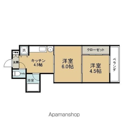 アルデール柳川[2K/31.5m2]の間取図