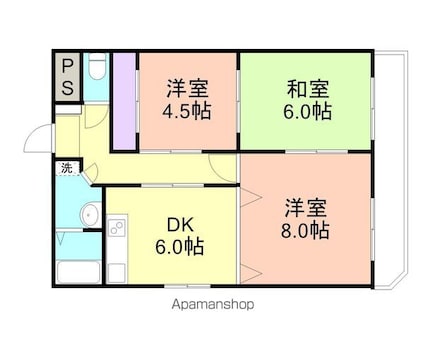 エレナ和歌浦[3DK/58.87m2]の間取図