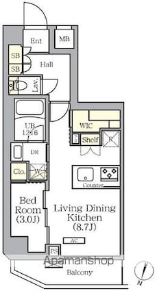 ＡＲＫＭＡＲＫ世田谷砧[1LDK/34.04m2]の間取図