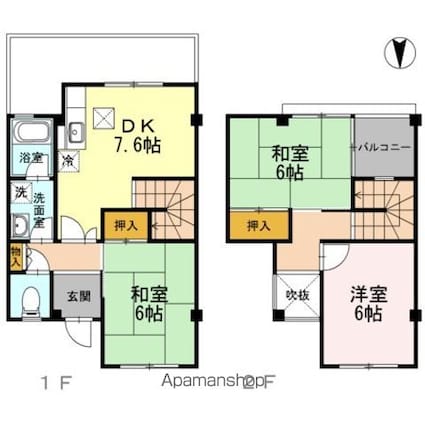 治儀ハイツ　Ｂ棟[3DK/69.3m2]の間取図