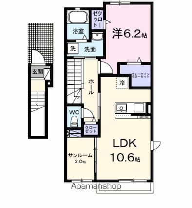 レグラ・デ・オロⅡ[1LDK/51.64m2]の間取図