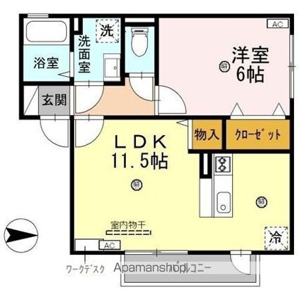和歌山県和歌山市今福２丁目[1LDK/42.14m2]の間取図