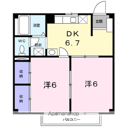ガーデンハイツ安藤[2DK/40.57m2]の間取図