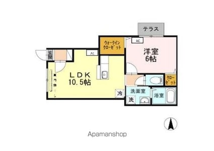 フリューゲルハウス[1LDK/40.1m2]の間取図