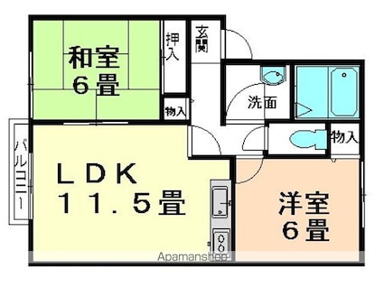セジュールＭＥ秀[2LDK/53.74m2]の間取図