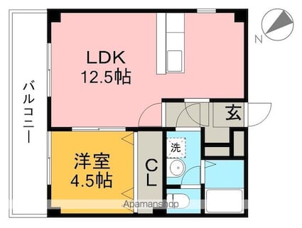 グランビュー[1LDK/37.5m2]の間取図