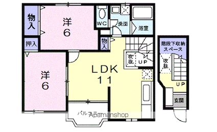 プレクール[2LDK/58.53m2]の間取図