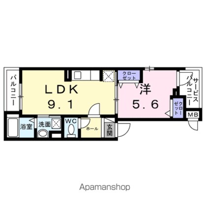 プチジャルダン[1LDK/35.25m2]の間取図