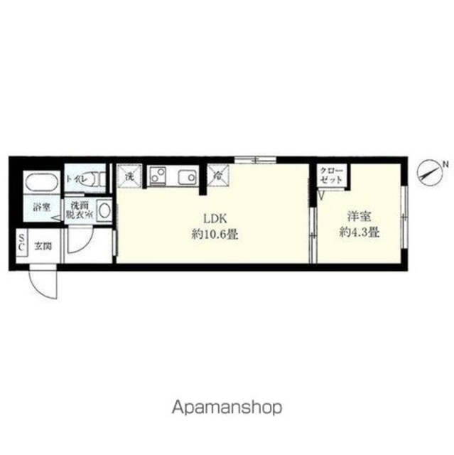 ウェルスクエアイズム荻窪[1LDK/33.96m2]の間取図