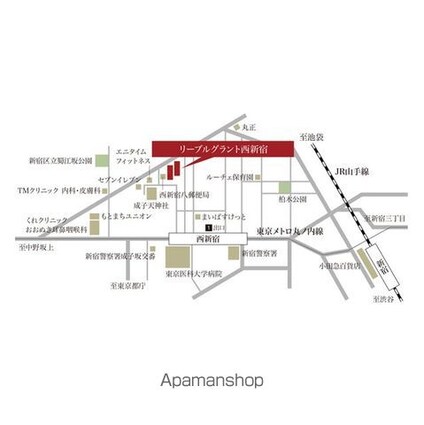 リーブルグラント西新宿　ＷＥＳＴ[1K/25.37m2]の配置図