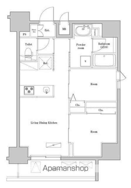 東京都墨田区緑２丁目[2LDK/40.81m2]の間取図