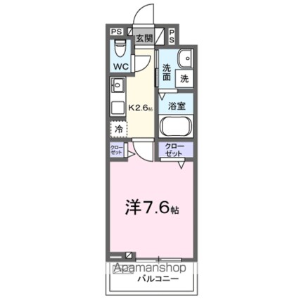 ヒカルサ甲府国母　ウエスト[1K/27.02m2]の間取図
