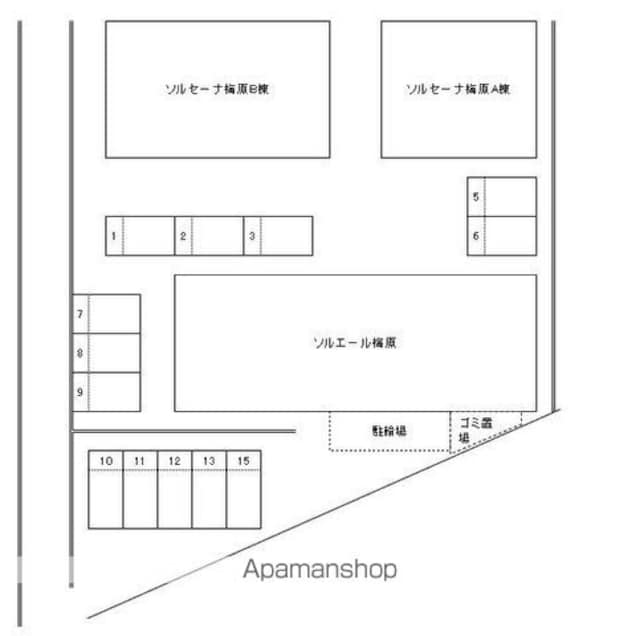 ソルエール梅原[1K/27.6m2]の配置図