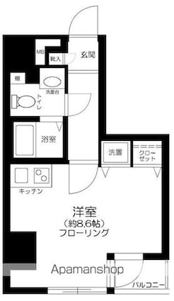 シンシア六本木[1R/24.71m2]の間取図