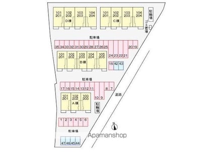 ルーベル太田Ａ[1LDK/48.65m2]の配置図