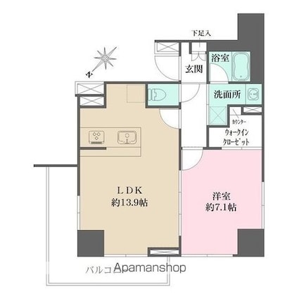 ＣｒｅｓｔＨｉｌｌ文京千石[1LDK/47.39m2]の間取図