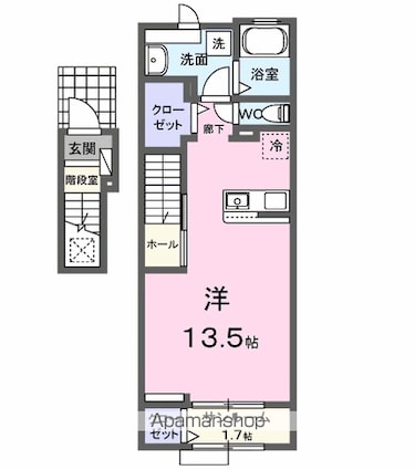 ヒルズ山王林[1R/40.94m2]の間取図