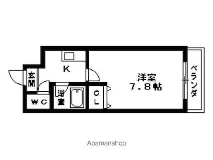 プランドール[1K/22.92m2]の間取図