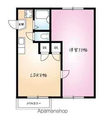 ほほえみハイム[1LDK/44.5m2]の間取図