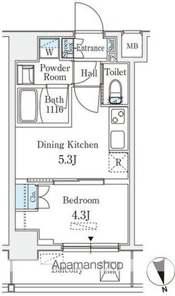 クラリティア浅草[1DK/25.46m2]の間取図