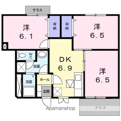 アビテＫ[3DK/57.16m2]の間取図