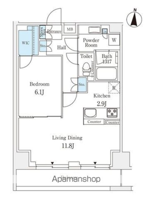 ラティエラ練馬[1LDK/51.6m2]の間取図