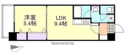 ＣＯＣＯ白楽町[1LDK/42.84m2]の間取図