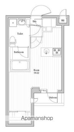 レジデンス東中野ガーデン[1R/32.65m2]の間取図