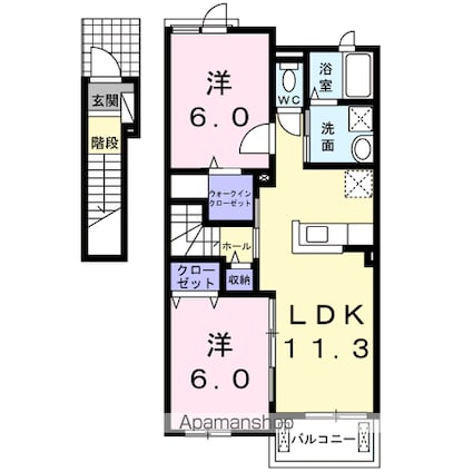 グレイスフル・Ｓ　Ⅱ[2LDK/58.21m2]の間取図