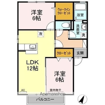 ブィラ　ハッピネス　Ａ棟[2LDK/57.93m2]の間取図