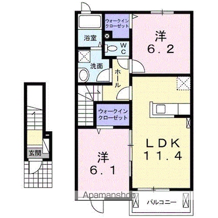 シャルマンⅠ[2LDK/57.64m2]の間取図