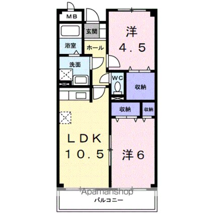 ファシナシオン毛見Ⅱ[2LDK/55.32m2]の間取図